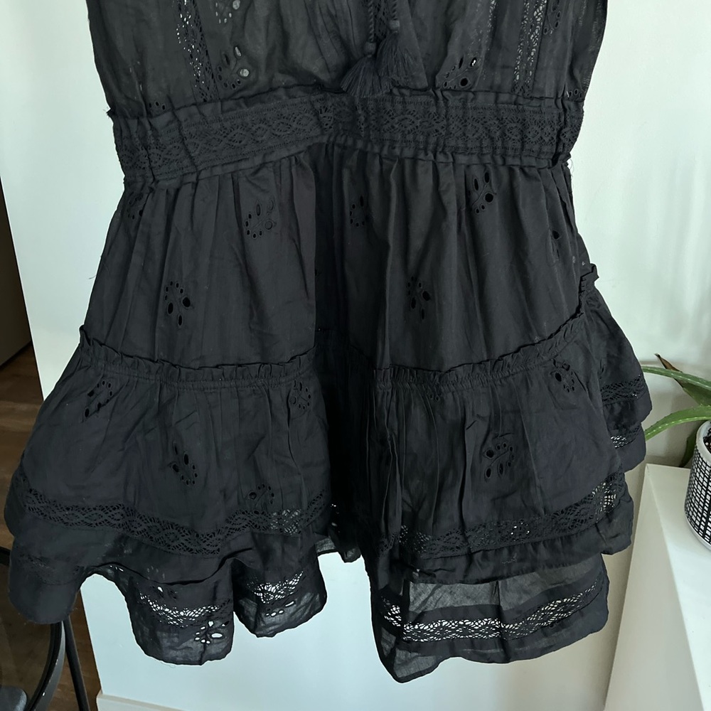 Rare Aritzia Sz M Sunday Best Brier Boho Black Dress Summer Vacation Mini Beach - Picture 11 of 11